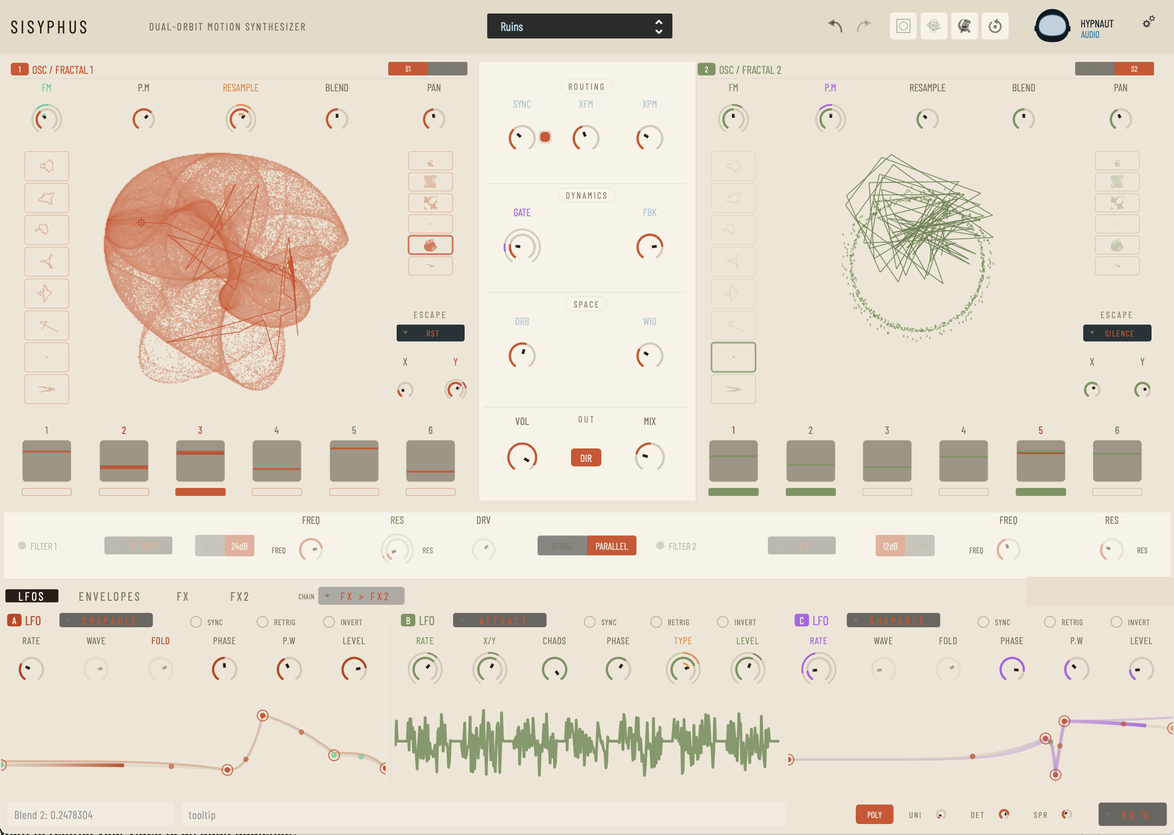 Sisyphus full interface in a warm light theme